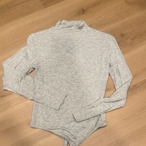 Express Light Gray mock Turtleneck Bodysuit